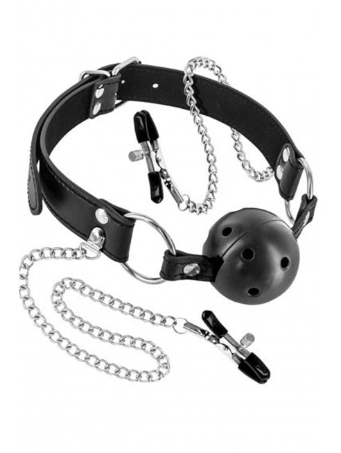 Baillon boule cuir noir réglable – Accessoire discret